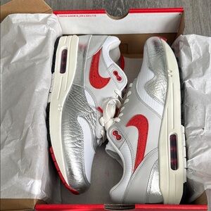 Nike Air Max White and Red with Silver Accents air max hot sauce brand new